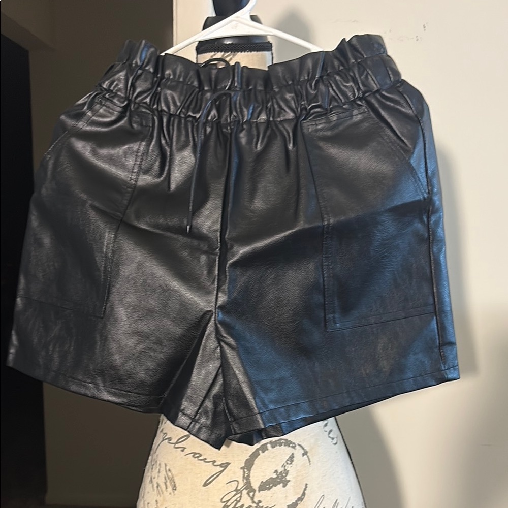 Black Faux Leather Women Shorts (Brand New)
